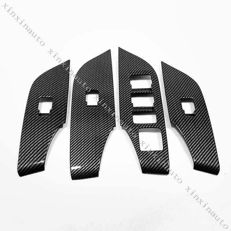 4X Carbon Fiber Interior Window Lift Switch Cover Trim for Toyota RAV4 2019-2022