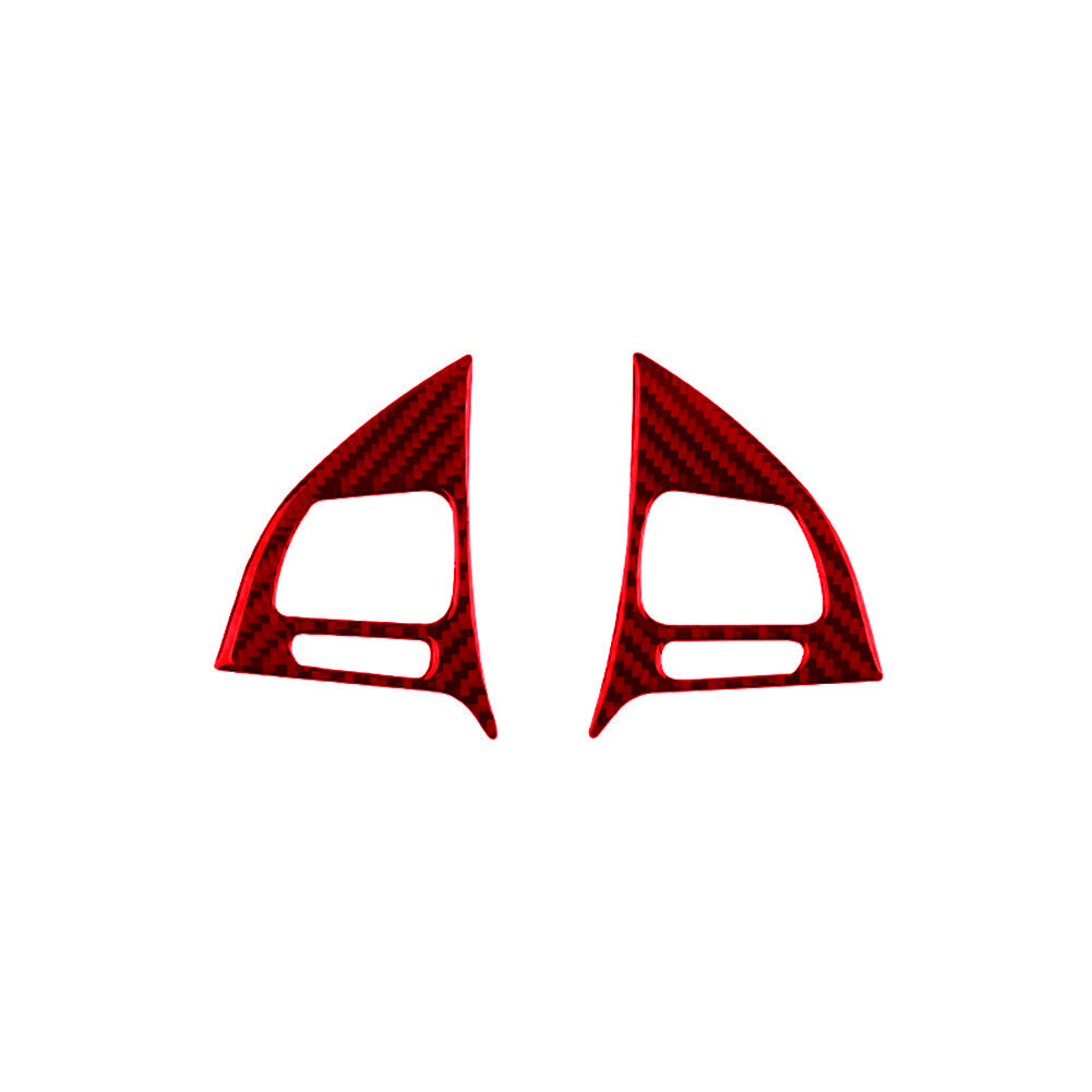 2Pcs Steering Wheel Button Trim Cover Carbon Fiber Red for VW Touareg 2011-2018