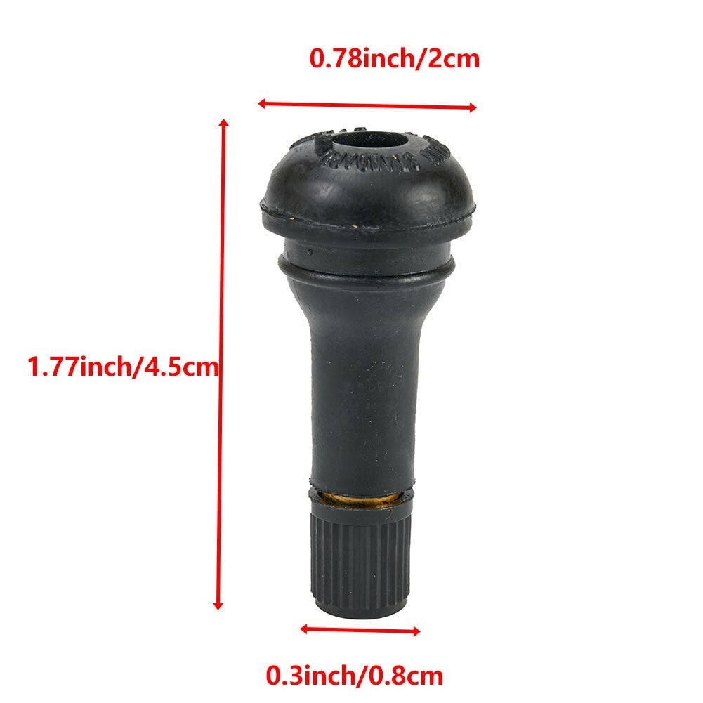 Valve Stem TR413 Snap In Type Rubber Tool Set, Tubeless Replacement Cap (Black)
