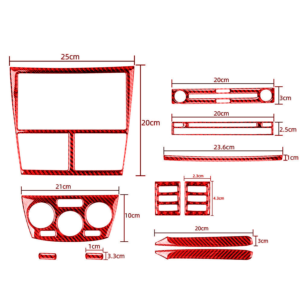 11Pcs Red Carbon Fiber Center Console Trim for Subaru Forester 2009-2013 TypeA