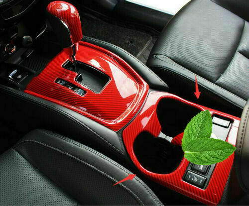 for Nissan Rogue 2014-2020 Red Carbon Fiber Middle Console Water Cup Holder Trim
