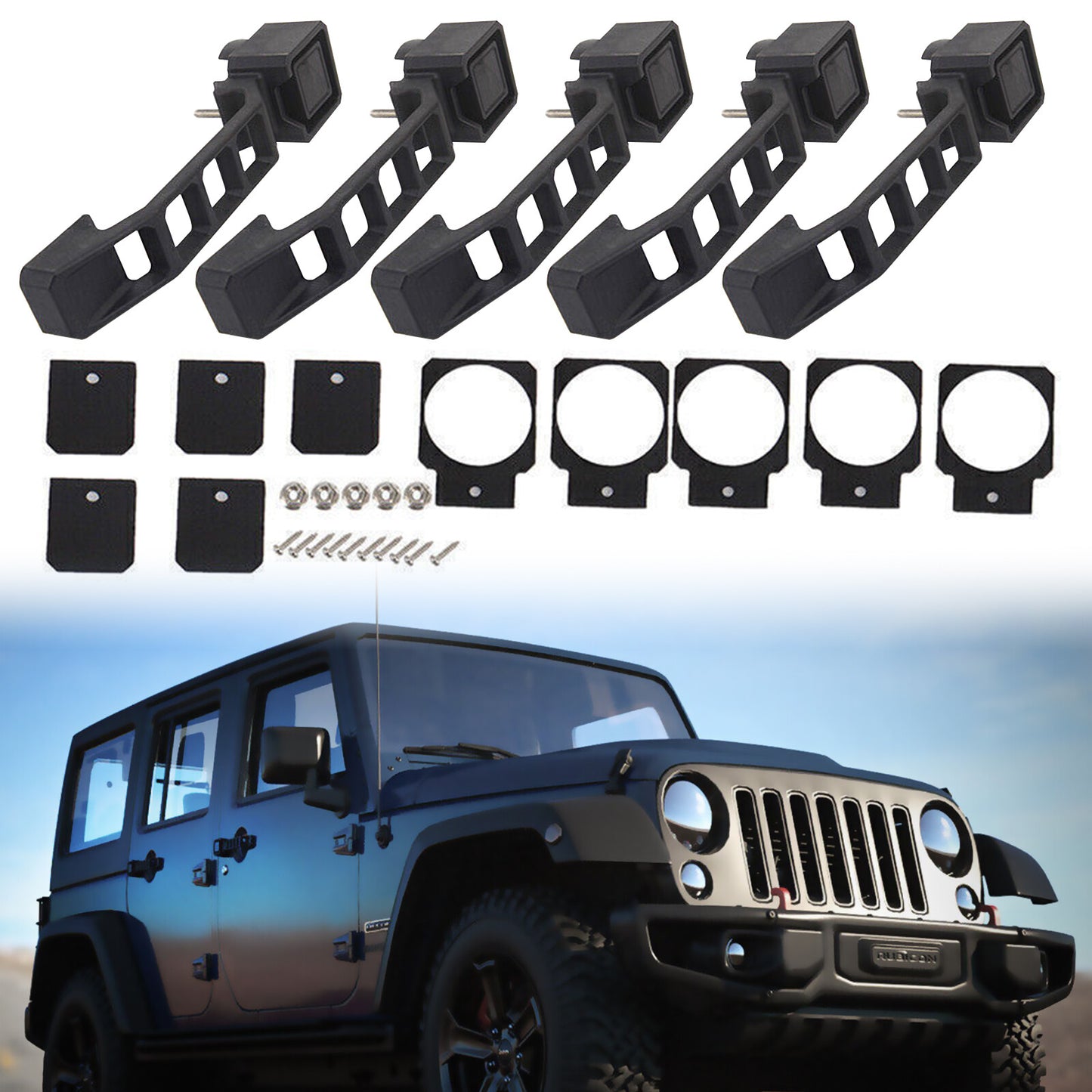 Suitable for 07-18 for Jeep for Wrangler JK 4-door 5-piece black door handles and tailgate handles AT