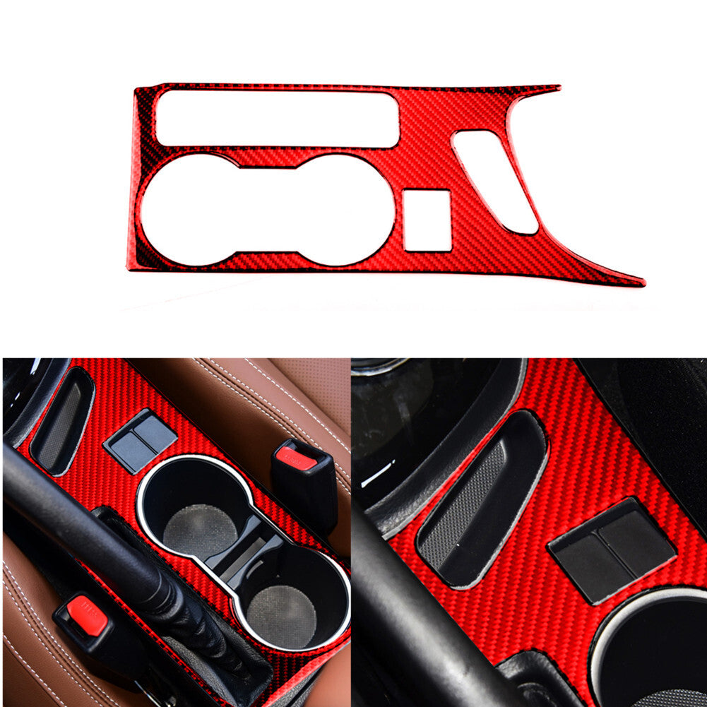 Red Carbon Fiber Interior Water Cup Panel Cover Trim for Toyota for Corolla 2014-18