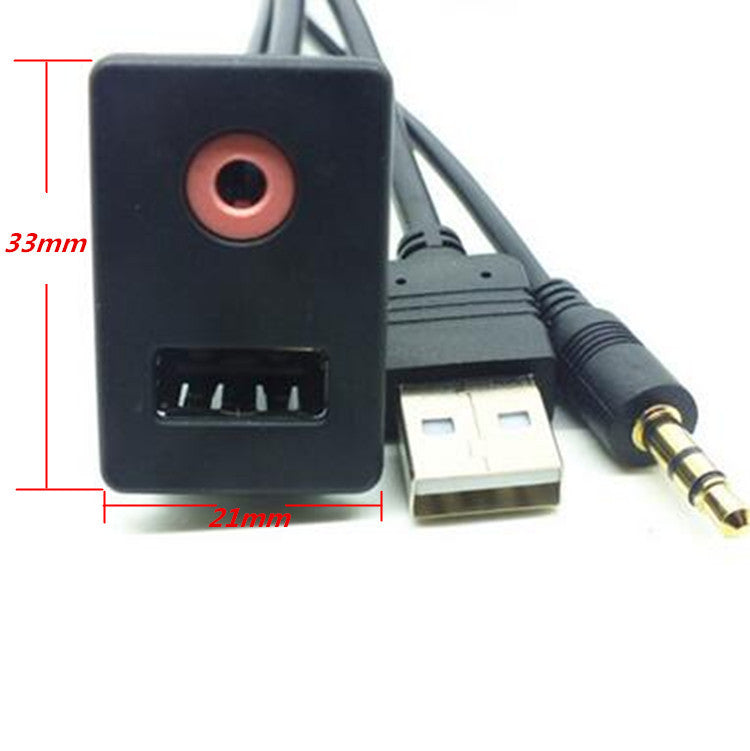 Auto 3.5mm AUX USB Headphone Male Jack Flush Mount Mounting Adapter Panel Input