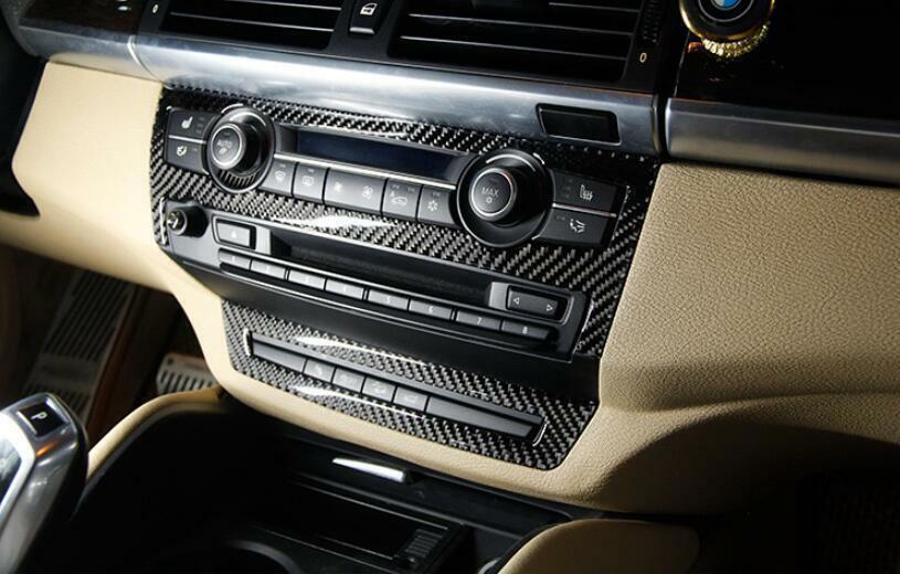for BMW X5 X6 E70 08-13 Real Carbon Fiber Inner Console AC Switch Panel Trim 2P