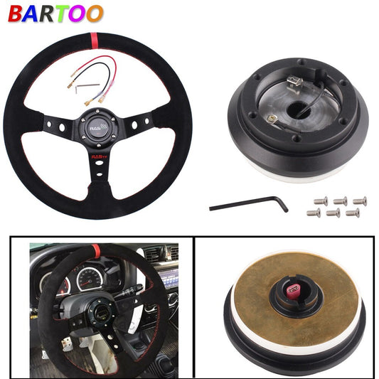 14 Suede Steering Wheel+Hub Adapter For Prelude EK RSX for Accord CRZ