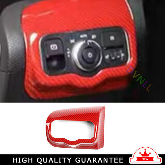 Headlight Button Frame Cover Trim for Mercedes-Benz AMG35 19-21 Red Carbon Fiber