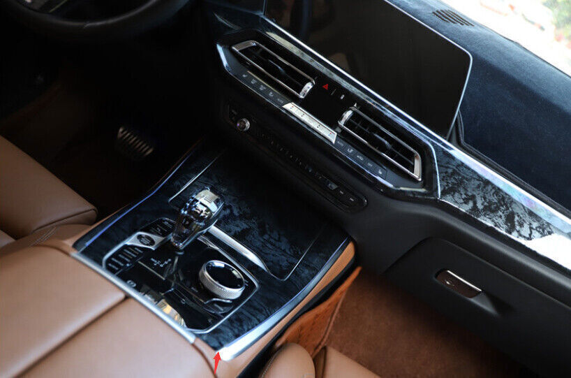 for BMW X5 G05 2019-23 Black Wood Grain Central Console Gear Shift Cover Trim 2P