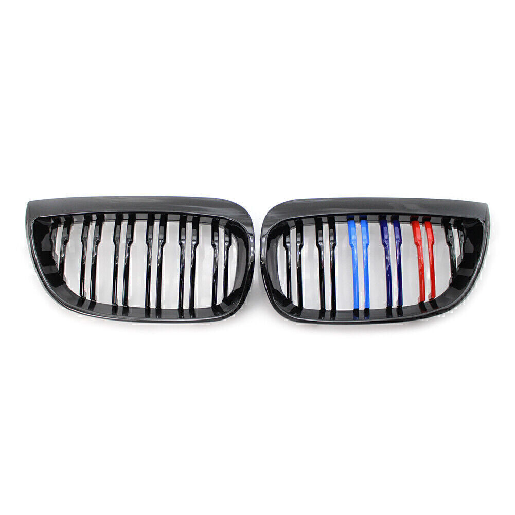 Gloss Black Double Slat M-Color Front Kidney Grille Fit for BMW E87 1-Series 2004-07