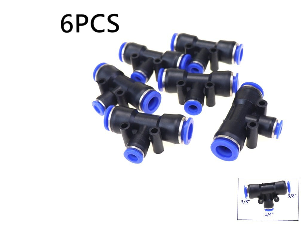 6-piece pneumatic reduction T-shirt joint push-in accessory tube OD 3/8 to OD 1/4