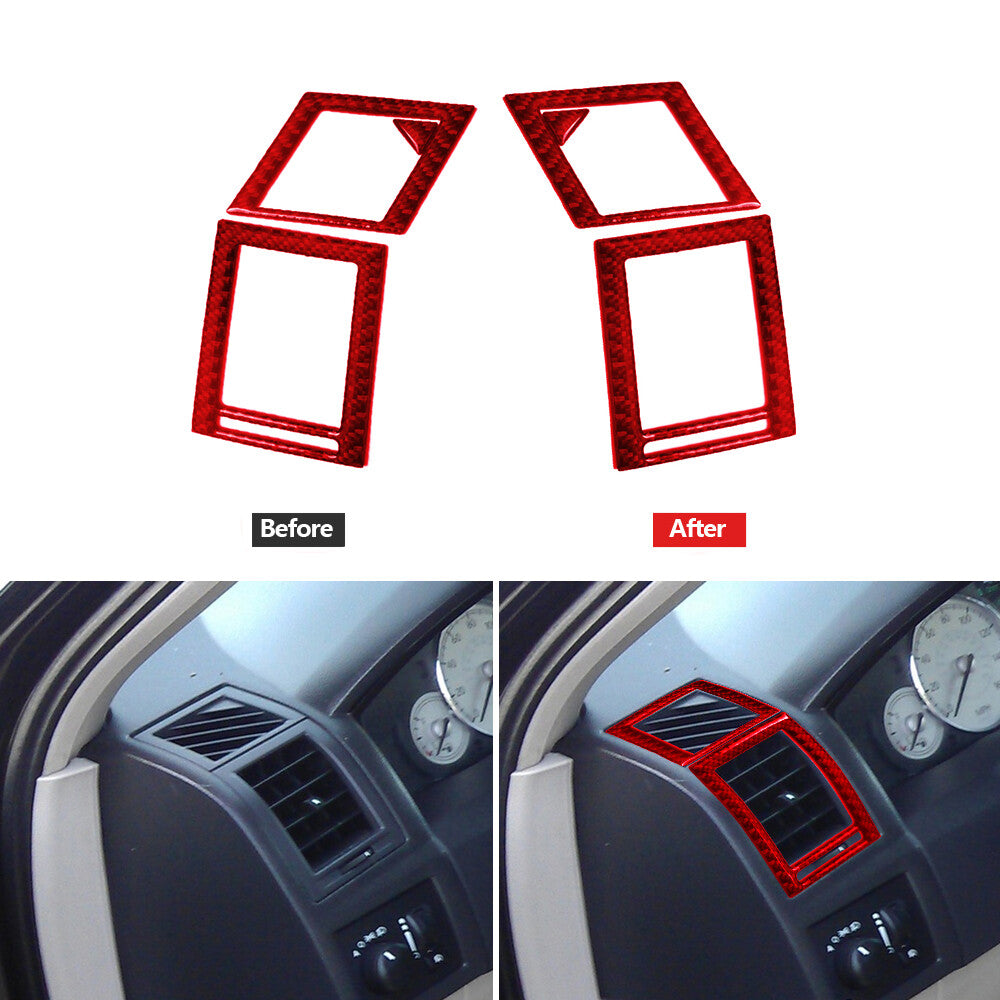Red Carbon Fiber Console Air Vent Outlet Cover Trim for Chrysler 300 2005-2007