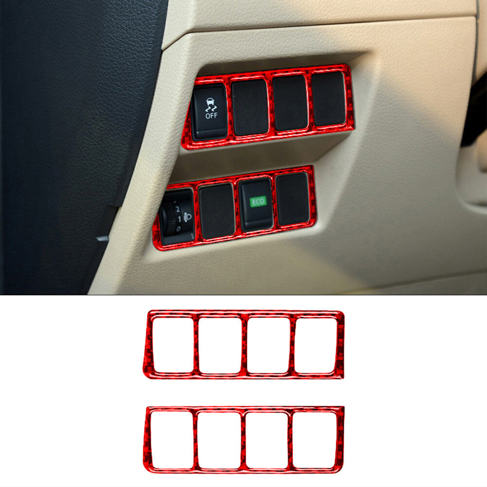 Red Carbon Fiber Front Door Mode Switch Cover Trim for Nissan Rogue 2014-2016