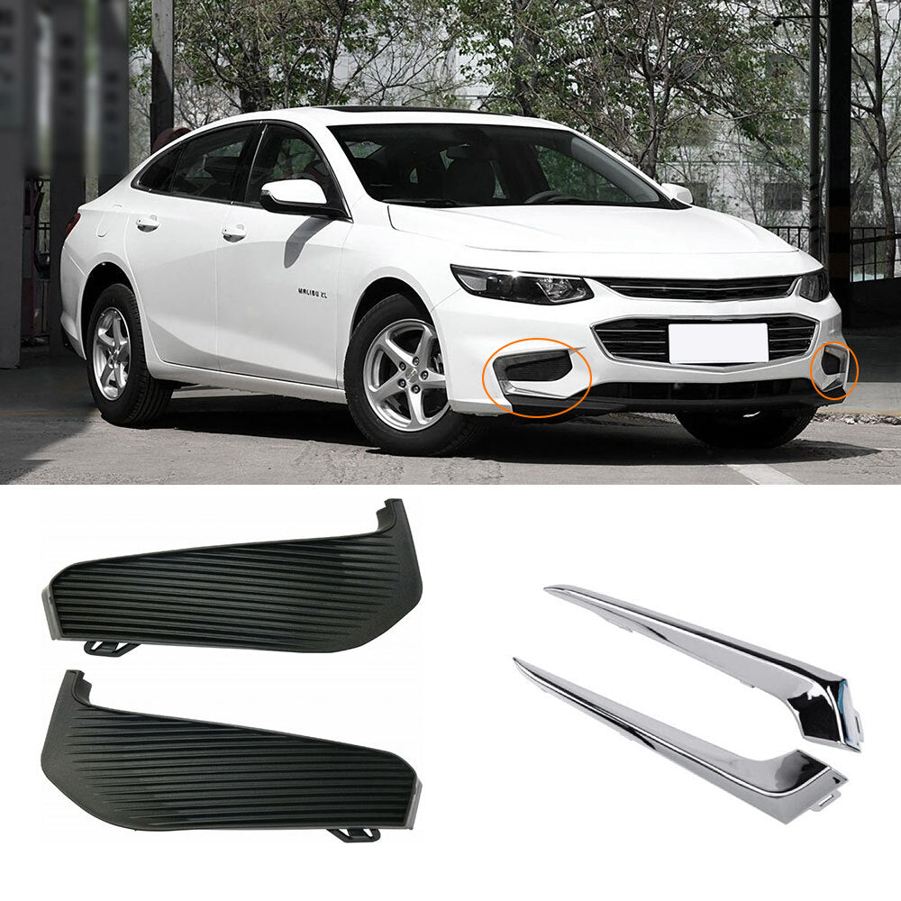 For 2016-2018 for Chevrolet Malibu 4PCS Bumper Grille Fog Light Lamps Cover Trim Set