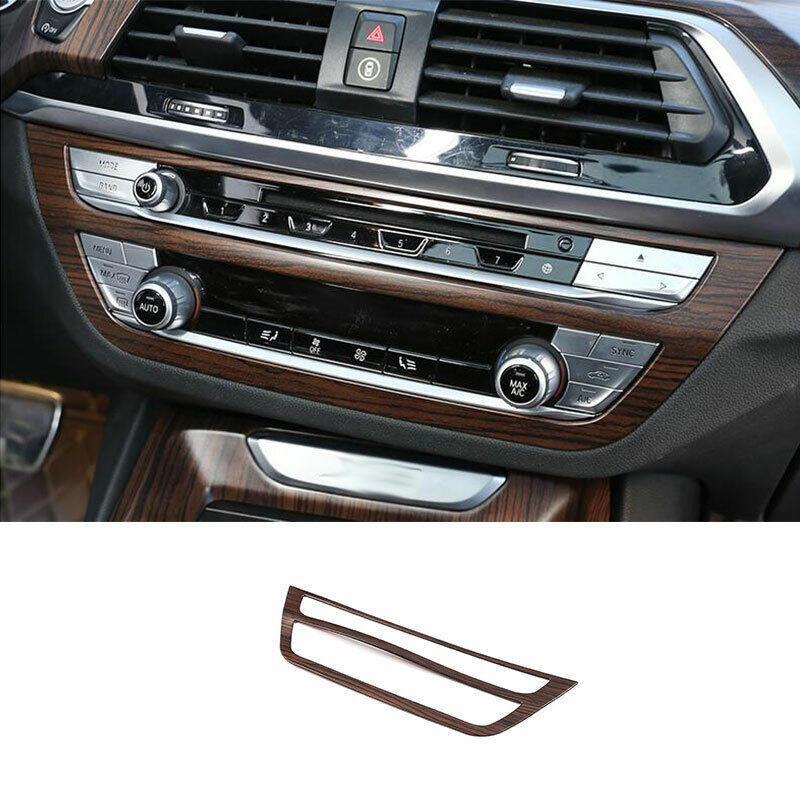 for BMW X3 G01 X4 2018-2021 Pine Wood Grain Console AC Button Control Frame Trim