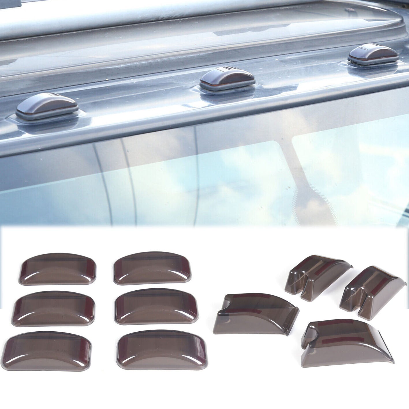 10-Piece Smoked Top Cabin Marker Light Housing Protective Cover for Hummer H2 / SUT 2003 - 2009
