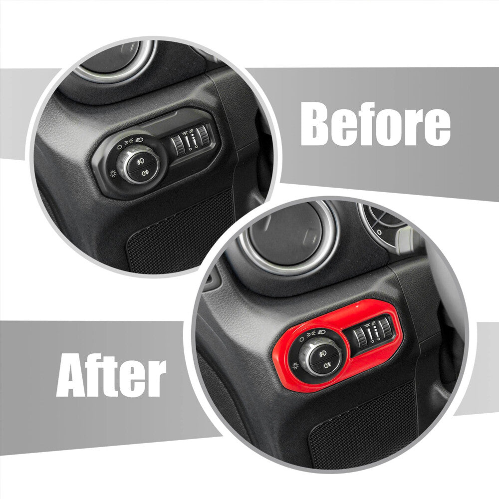 1 x Headlight Switch Button Cover Trim Decor Frame for Dodge for Ram 1500 2018+ Red