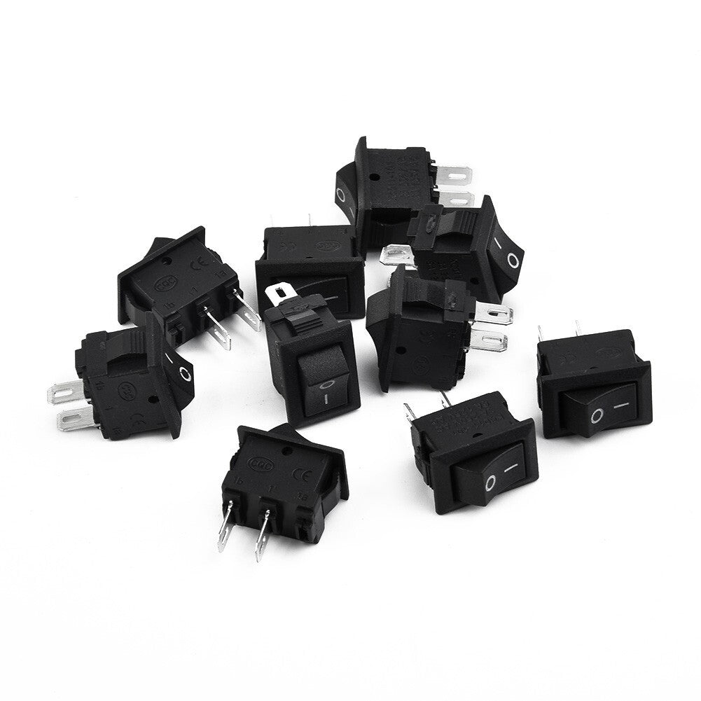 10Pcs Auto Car Truck Boat Round Rocker 250V 3A 2-Pin ON/OFF Toggle SPST Switches
