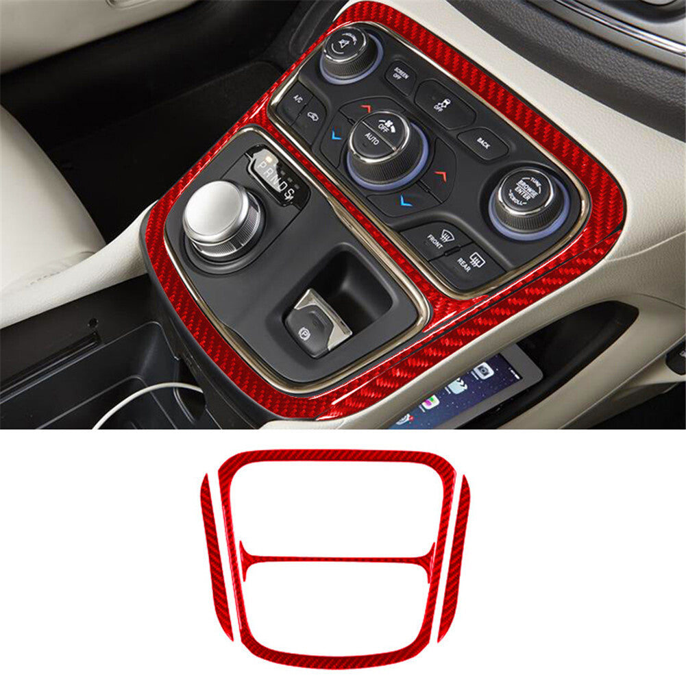 4X Red Carbon Fiber Center Console Frame Cover Trim for Chrysler 200 2015-2017