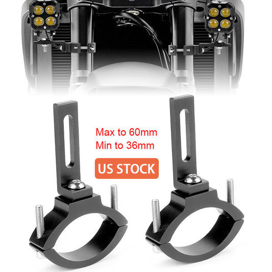 2X Motorcycle Headlight Mount Bracket Spot Light Tube Fork Clamp Holder 36-60mm