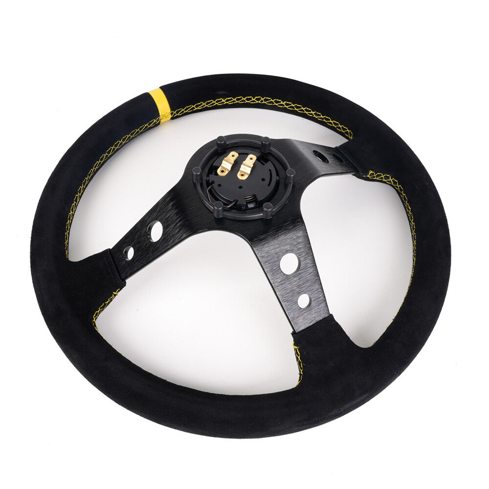 14inch 345mm Deep Dish 93mm Drifting Racing Steering Wheel Suede Leather