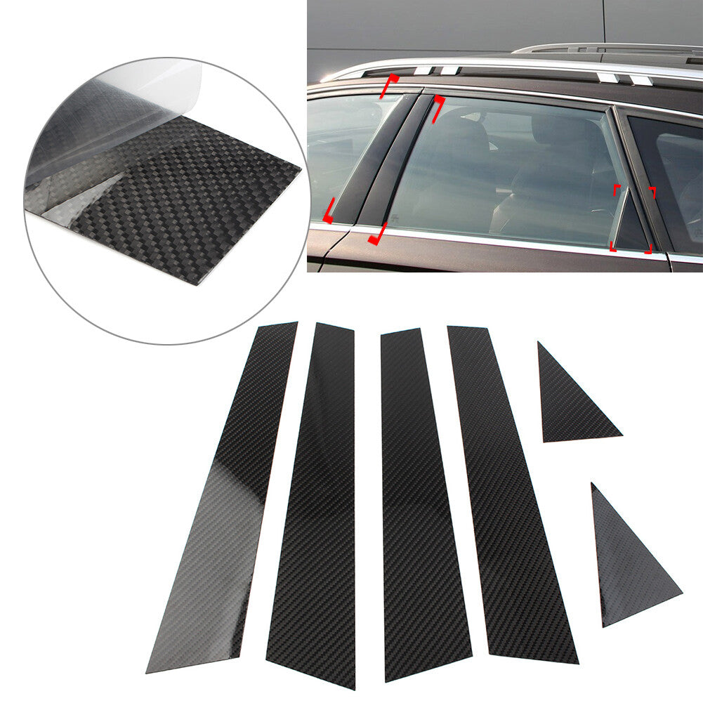 6 Pcs Carbon Fiber Set Pillar Posts Door Window Trim for Audi A6 C7 2012-2018