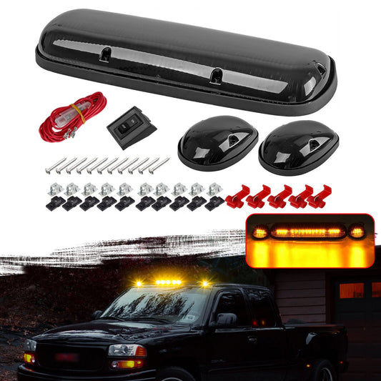 3pcs Amber For 2002-2007 Silverado for Sierra Smoke LED Cab Roof Top Marker Lights
