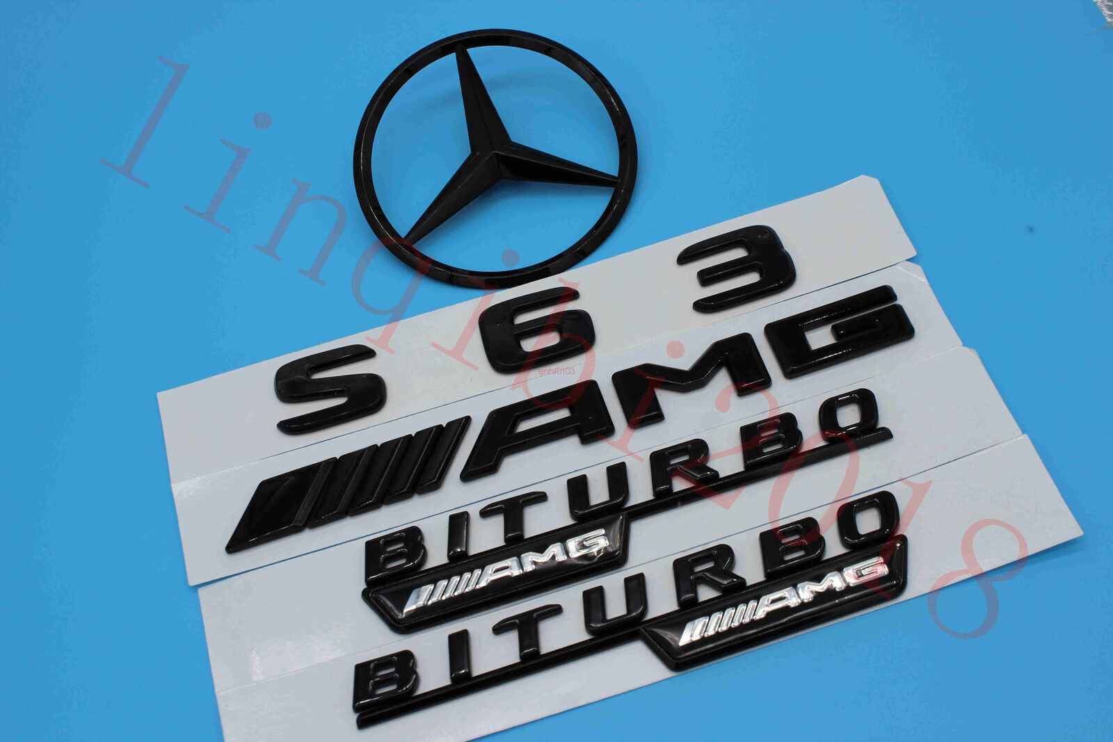 Gloss Black S63 Trunk Logo Sticker Decal Emblem Badge Package for W221 S300 S400