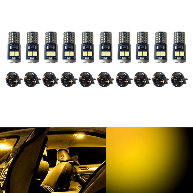 10Pcs T10 3030-6SMD LED Lights License Plate High Lights Bulb Yellow Light