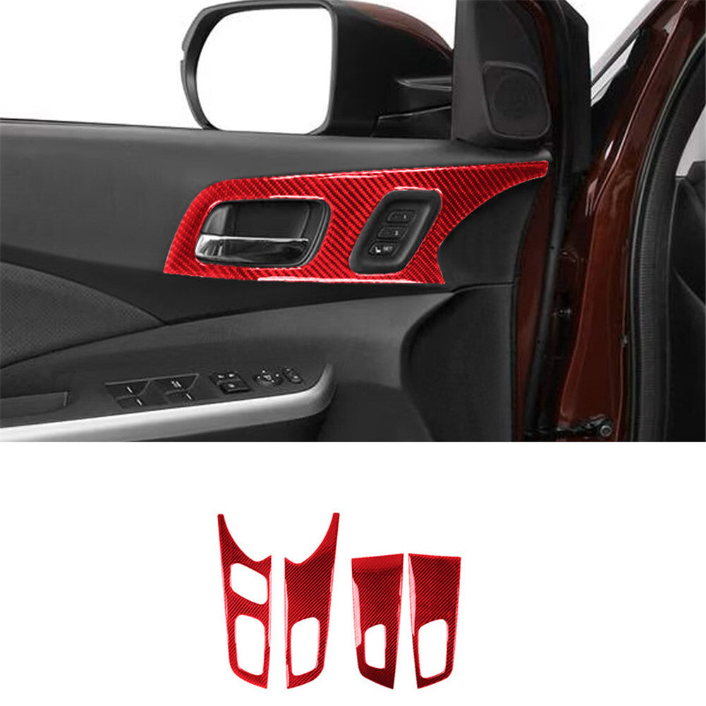 57Pcs Red Carbon Fiber Interior Full Set Cover Trim Kit for Honda CRV 2015-2016