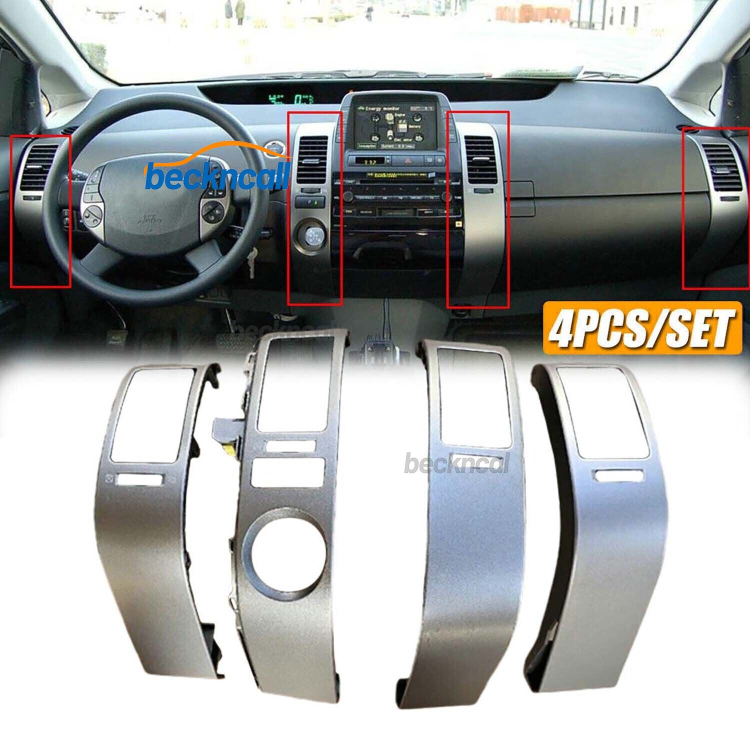 4PCS/Set Center Inner A/C Dash Air Vent Cover Trim For 2004-2009 for Toyota Prius