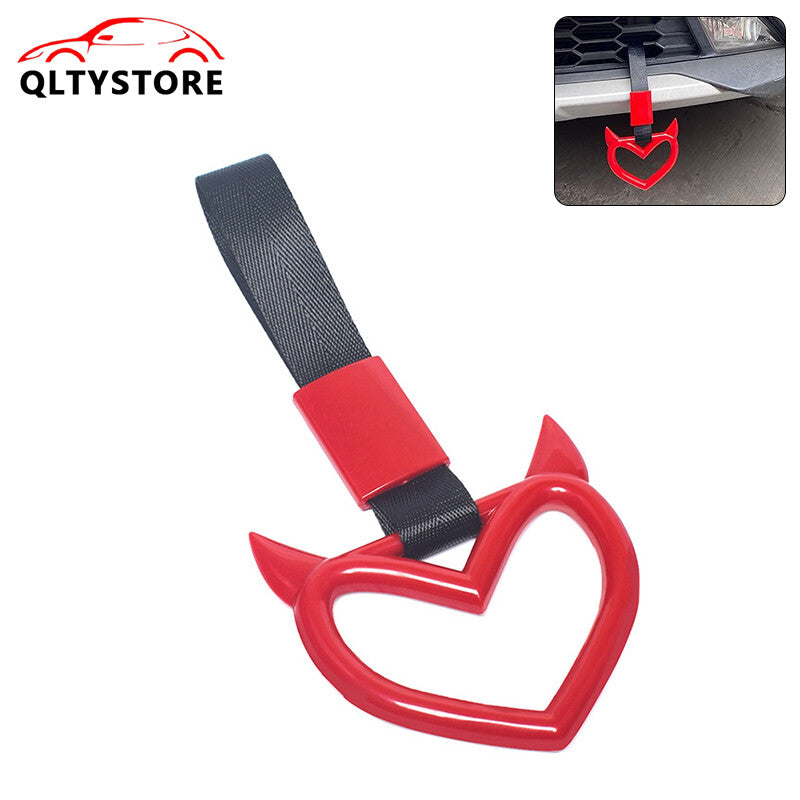 Devil Heart Red JDM Tsurikawa Ring Subway Train Bus Handle Strap Charm Red
