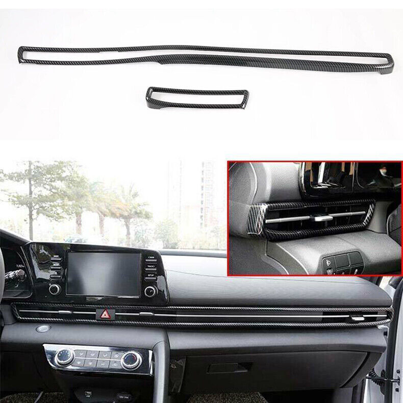 2x for Hyundai for Elantra 21-23 Carbon Fiber ABS Console Air Outlet Vent Frame Trim