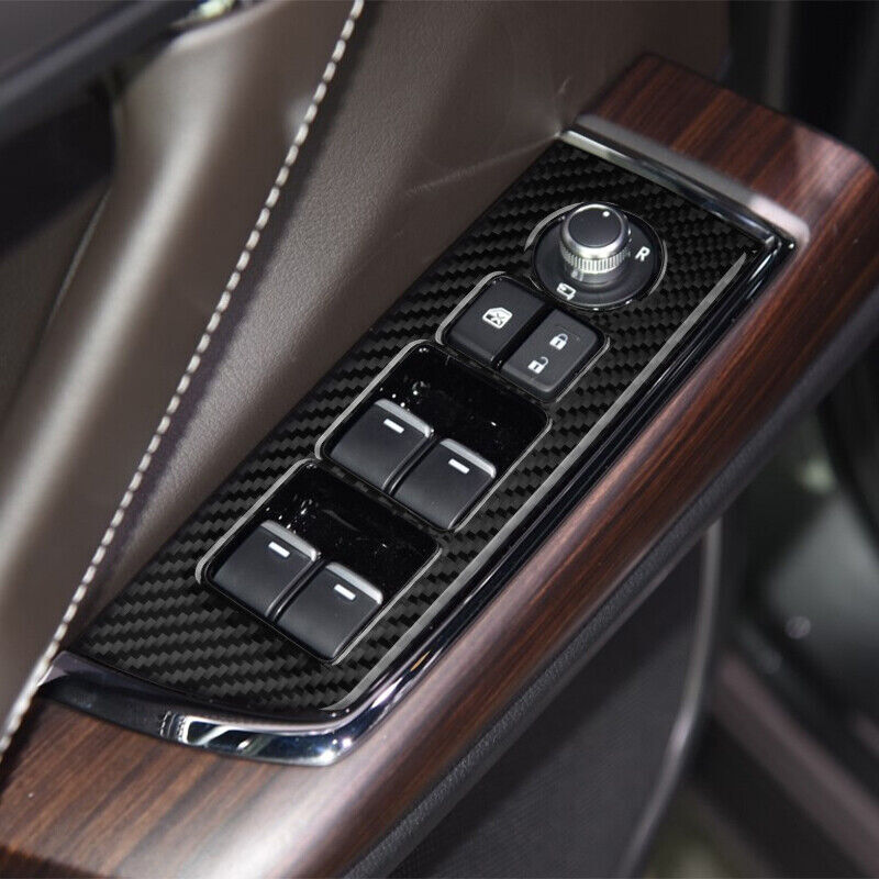 4Pcs Carbon Fiber Windlow Lift Switch Button Panel Trim for Mazda CX-9 2016-2022