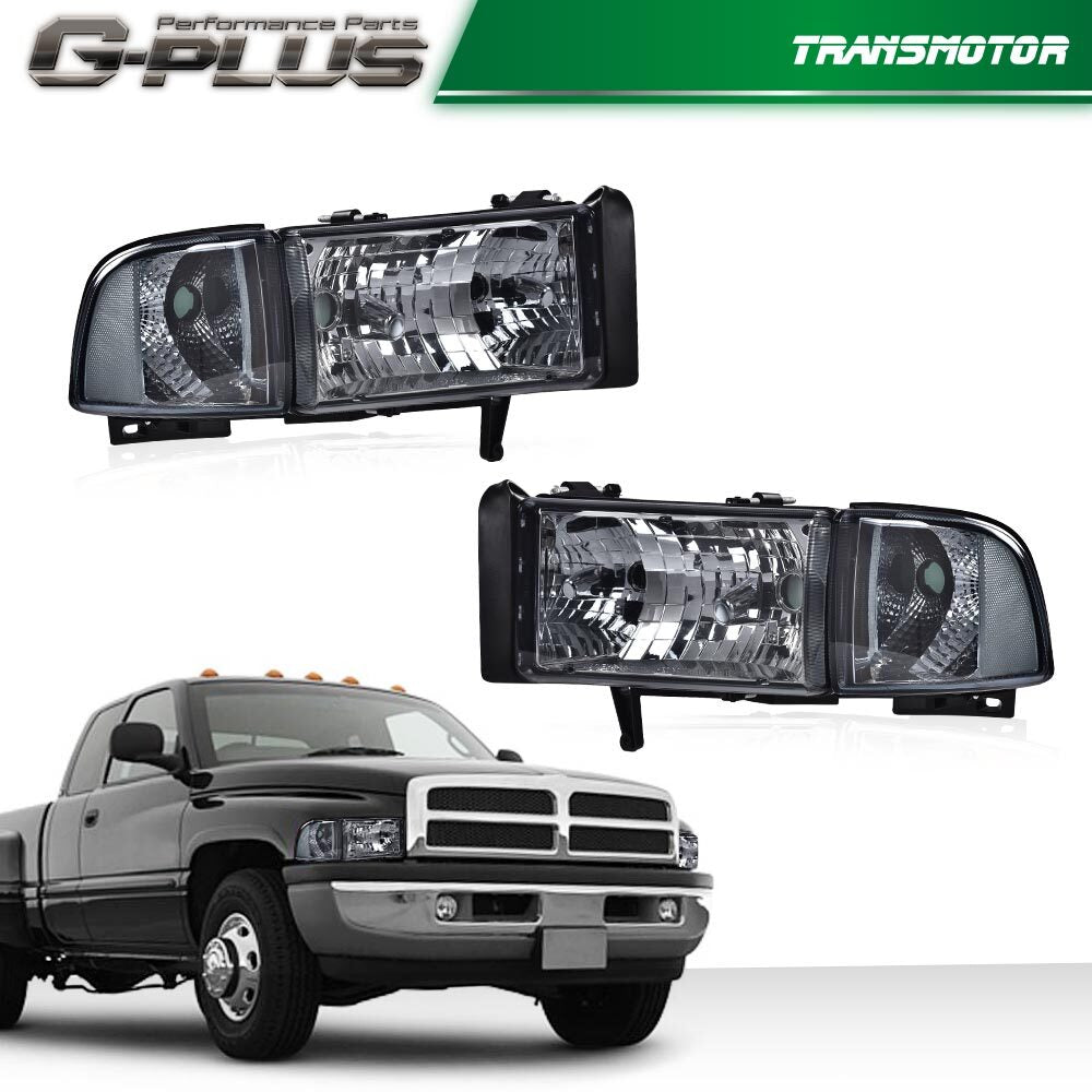 Fit For 1994-2002 for Dodge for Ram 1500 94-02 2500 3500 Headlights Headlamp Pair Chrome