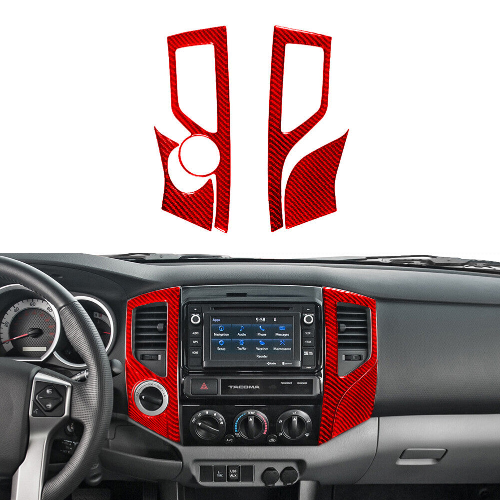4X Red Center Vent TYP-B 4WD Trim Cover Carbon Fiber for Toyota Tacoma 2012-2015
