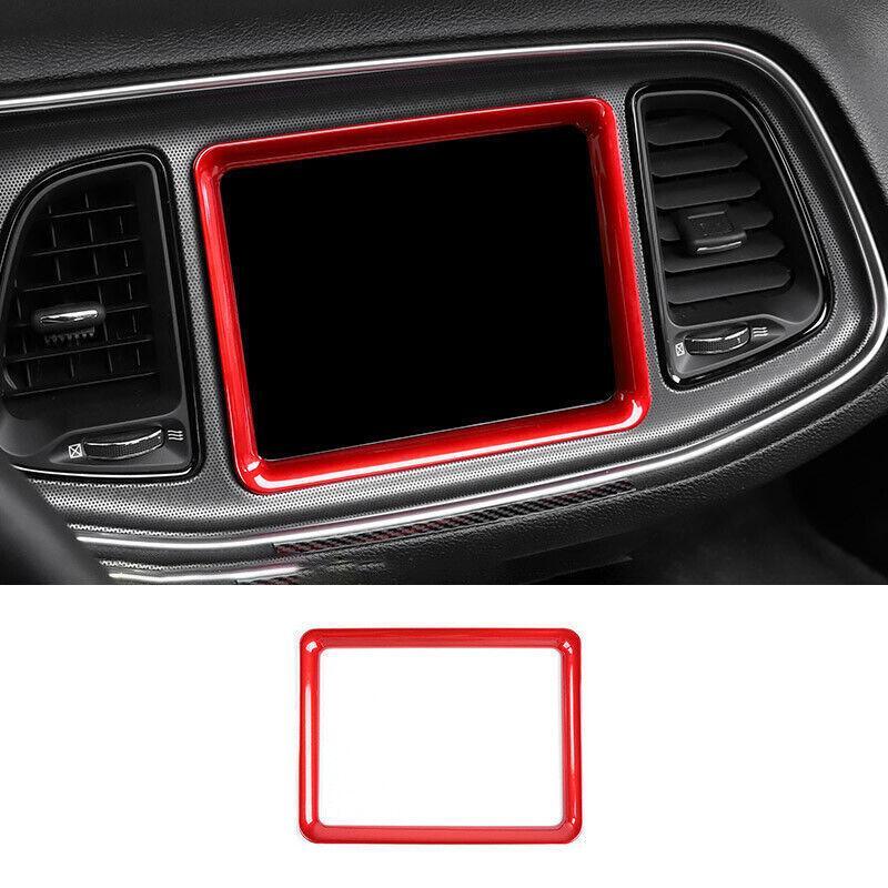 Fit for Dodge for Challenger 2015-2020 ABS Red Central Console Navigation Frame Trim