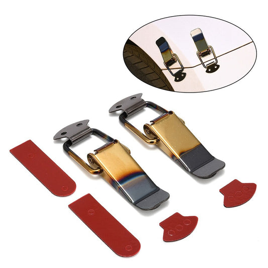 Big Car Bumper Security Hook Lock Clips Kit Quick Release Hook Clips Black-Gold