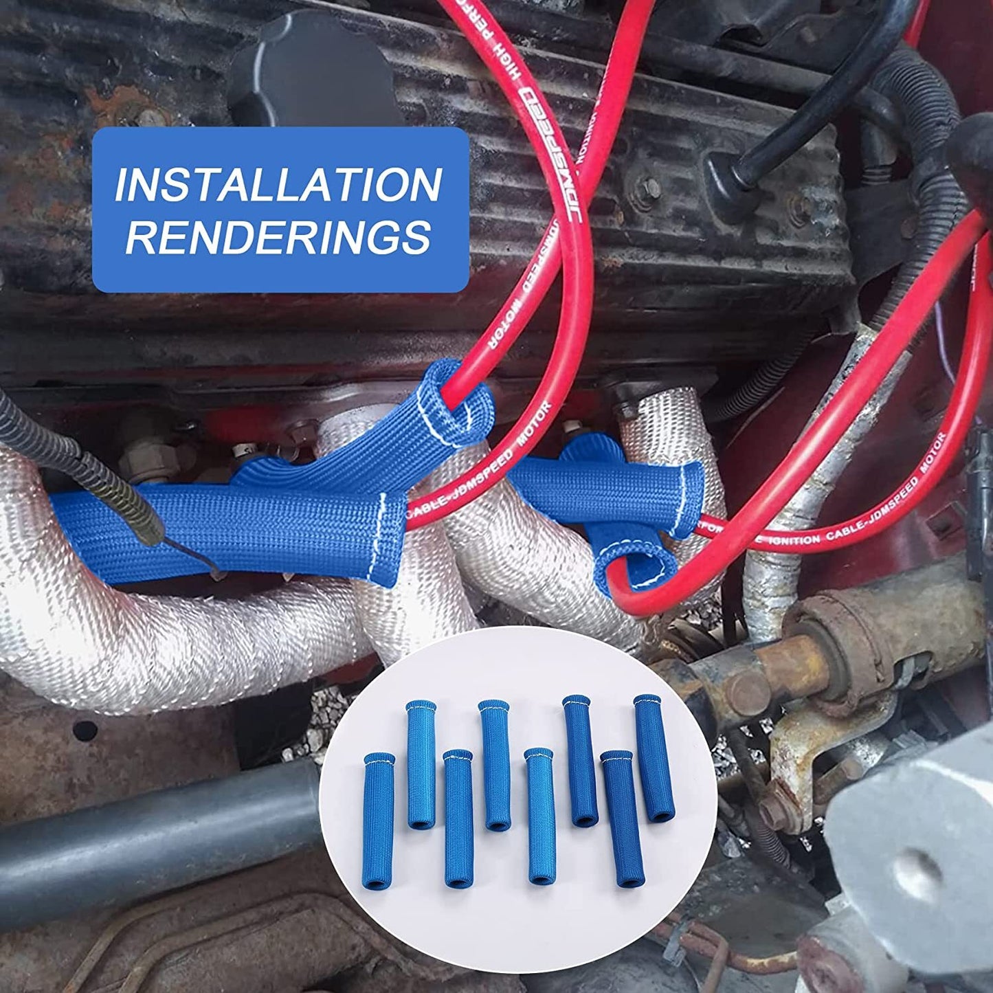 6-inch Blue 2500¡ã SPARK PLUG Line Boot Heated Cover Protector for LS1/LS2