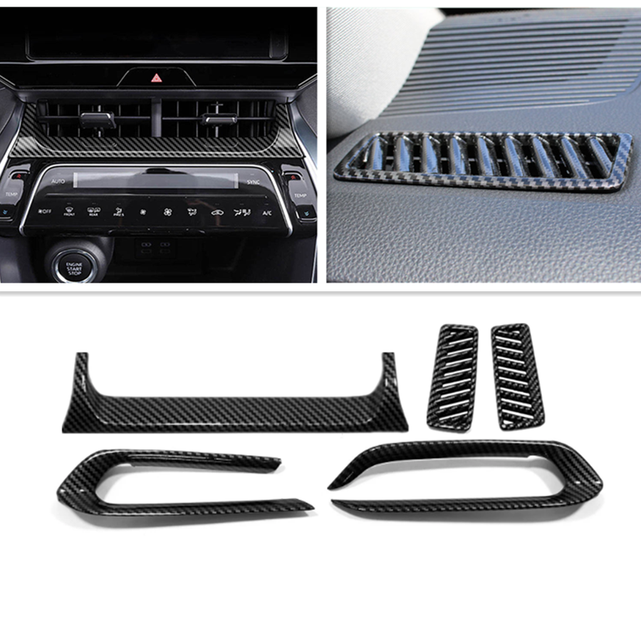 for Toyota Venza 2021-2023 Kit Dashboard Air Vent Cover Trim Carbon Fiber ABS 5X