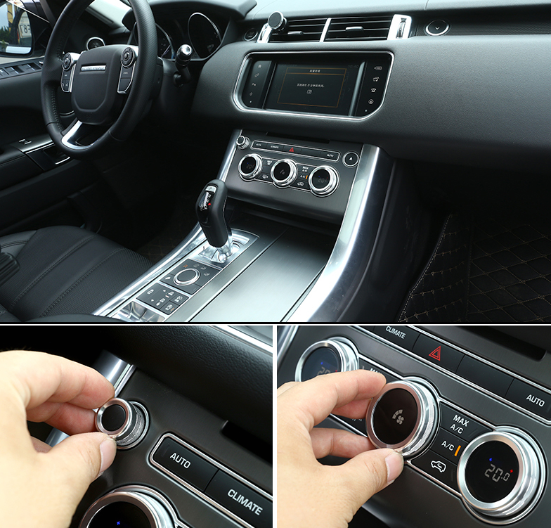 4X Fit for Land Rover Range Sport 2014-2017 Car Silver AC Volume Knob Cover Trim