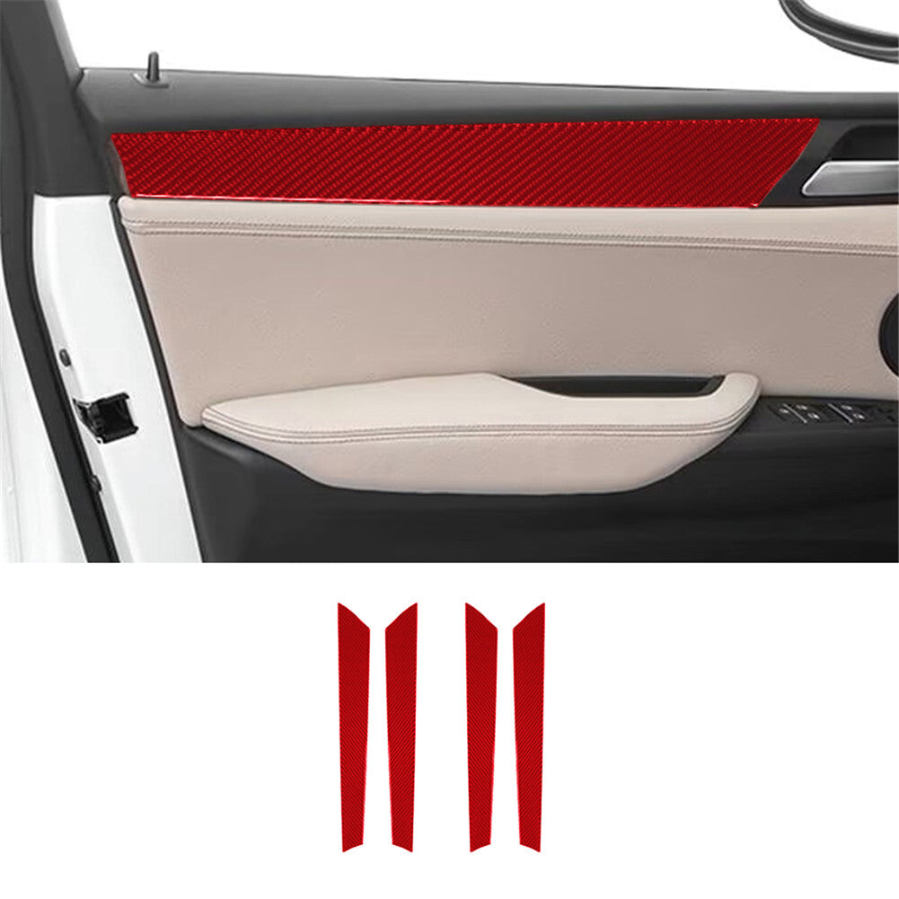 4Pcs Red Carbon Fiber Door Decorative Panel Trim for BMW X3 F25 X4 F26 2011-2017