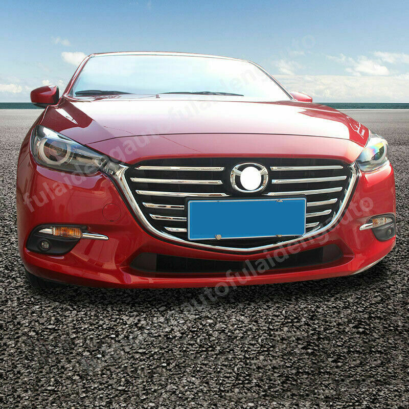 for Mazda 3 Axela 2017-2018 Chrome Front Bumper Center Grille Strips Cover Trim