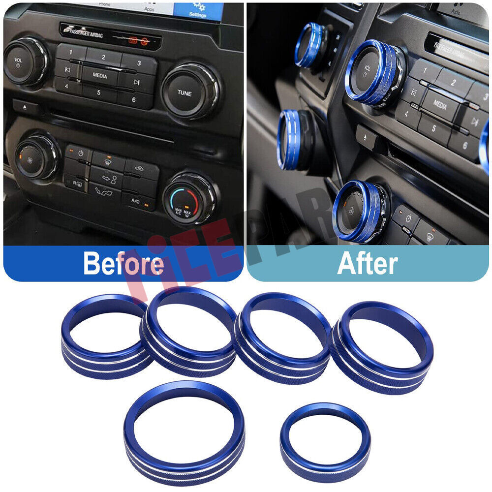 6a Air Condition Audio Switch Knob Trim Cover blue for Ford F150 Accessories