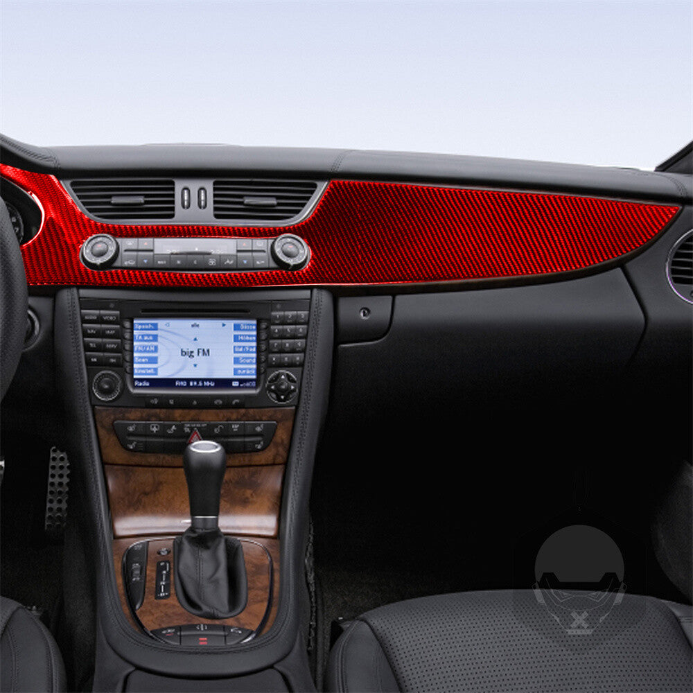 2¡ÁRed Carbon Center Control Dashboard Panel Trim for Benz CLS Class C219 2004-09