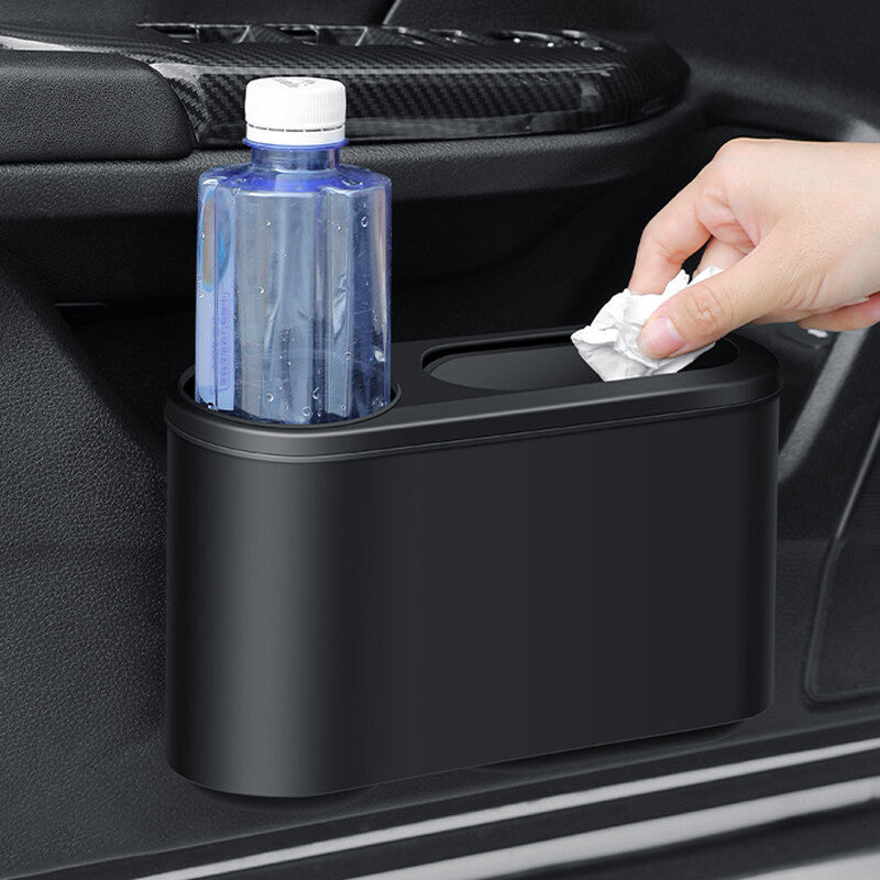 Car trash can, trash storage, dustproof container with cup holder, 1 piece
