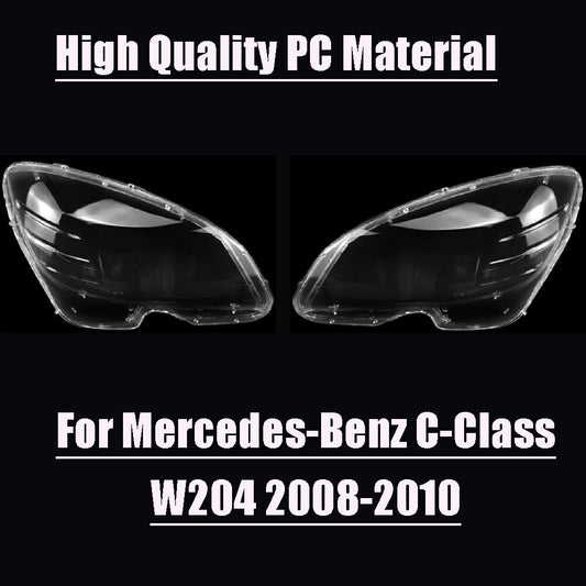 Two headlight lens covers for Mercedes-Benz C-Class W204, C180, and C200 (2008-11-)