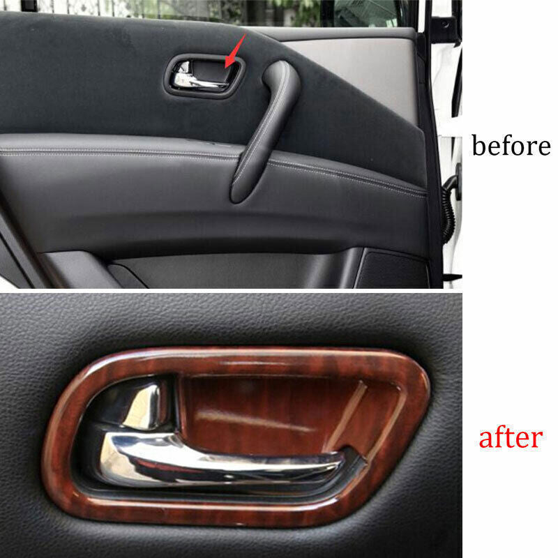 Inner Door Handle Bowl Cover Trim for Nissan Armada Y62 2017-2020 Red Wood Grain