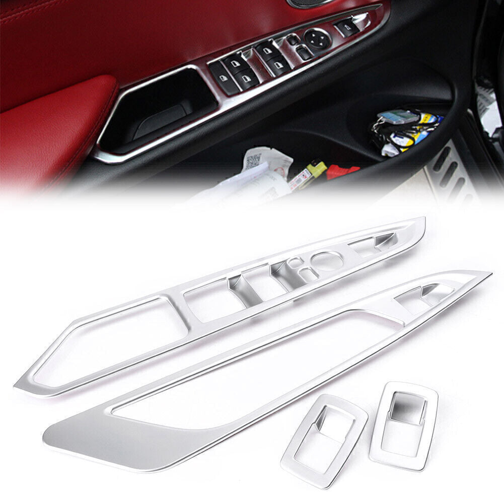 Matt Door Window Lift Switch Silver Cover Trim Fit for BMW X5 F15 X6 F16 2015