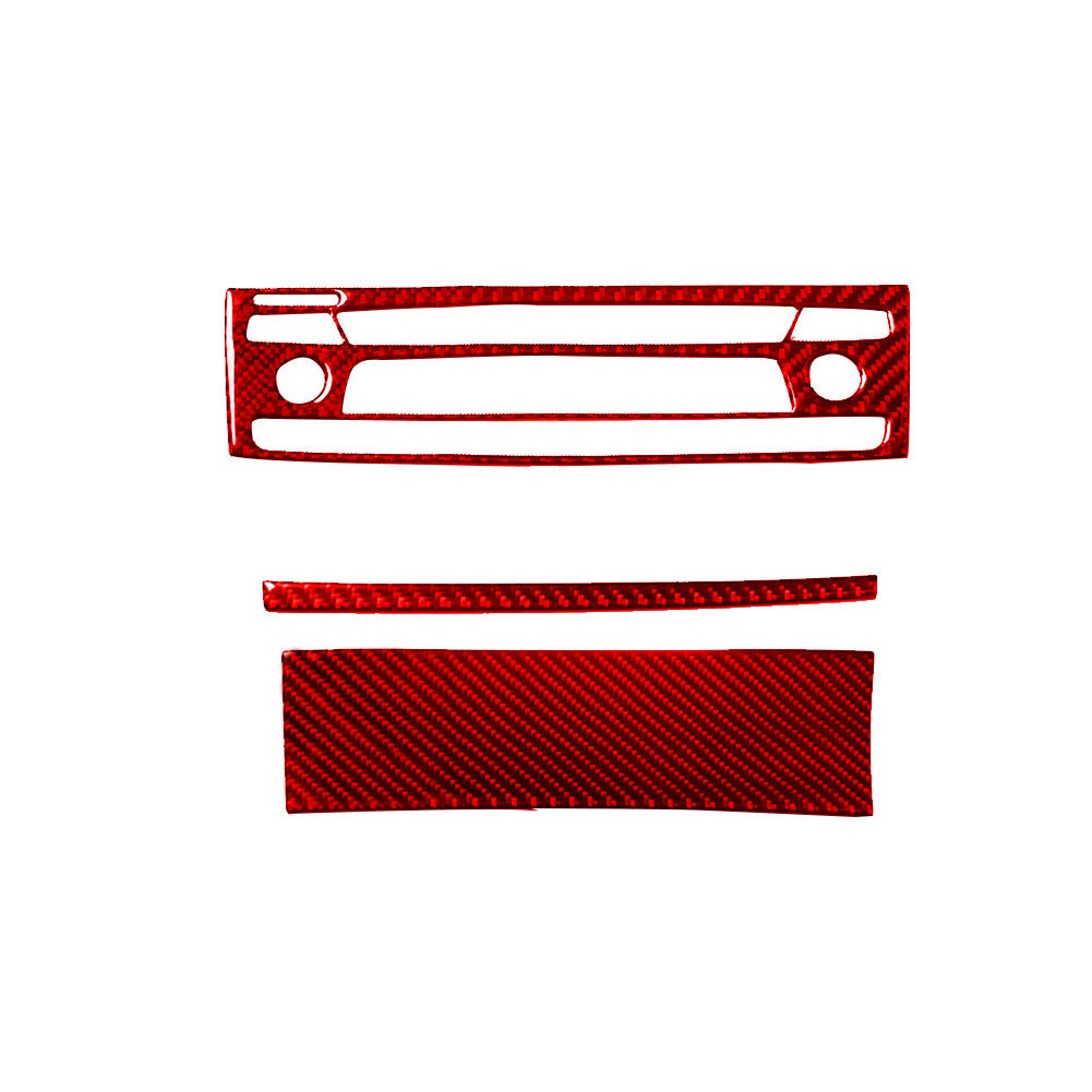 3Pcs for BMW Z4 E89 2009-2016 Red Carbon Fiber Interior Radio Console Cover Trim