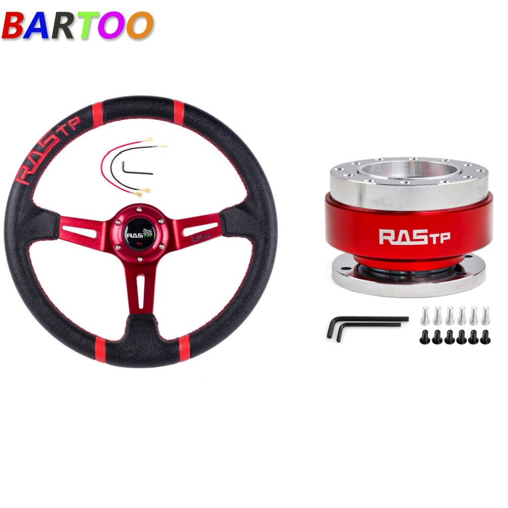 14 Deep Dish Drifting Sport Off Road STEERING WHEEL HORN w/Quick Release Kit
